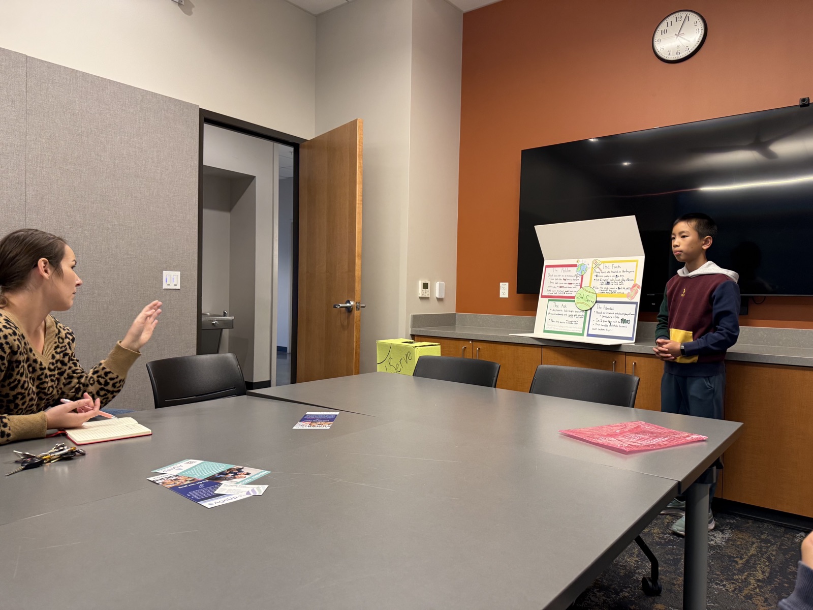 Bin installed on the court.